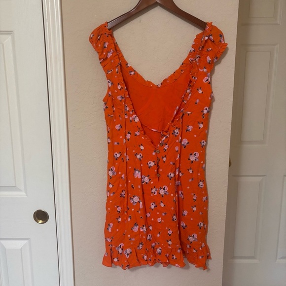 Free People Orange Floral Mini Dress size S - Picture 7 of 11